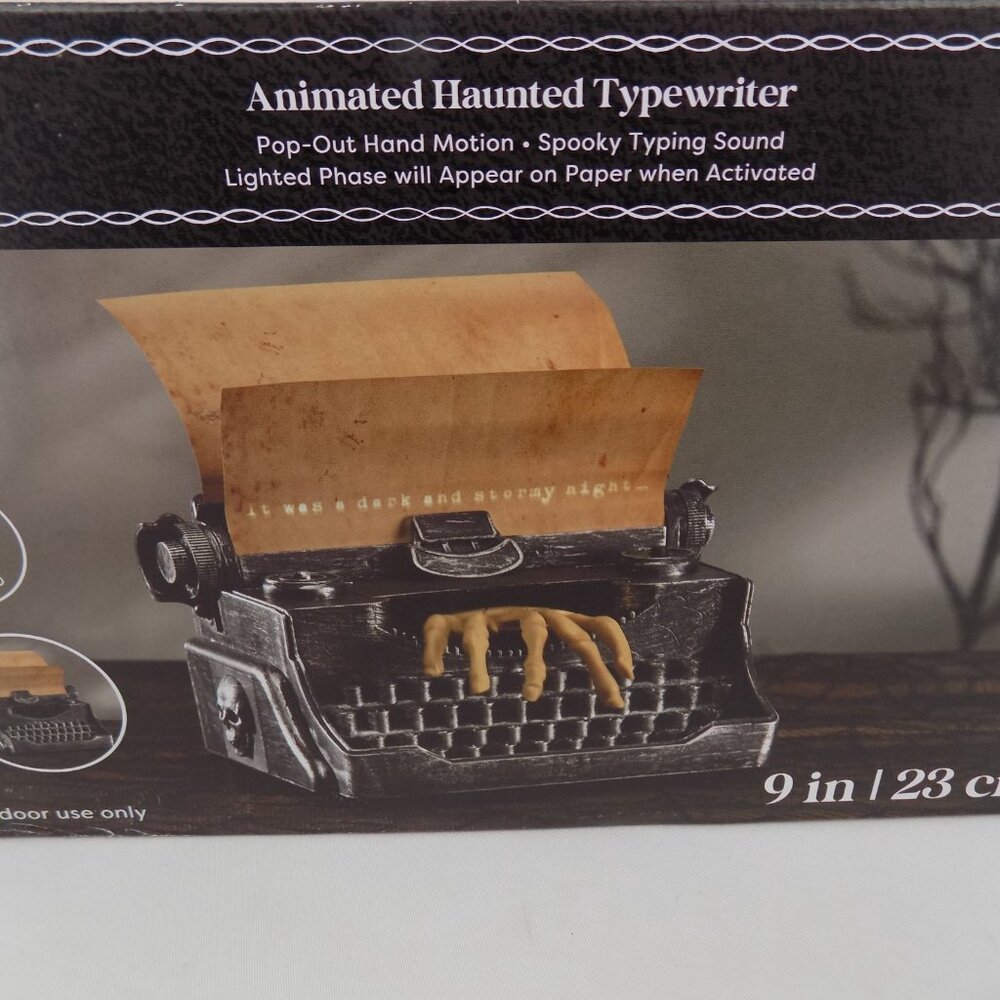 Ashland Animated Haunted Typewriter Spooky Typing Sound Pop Out Hand Motion New - Picture 2 of 7